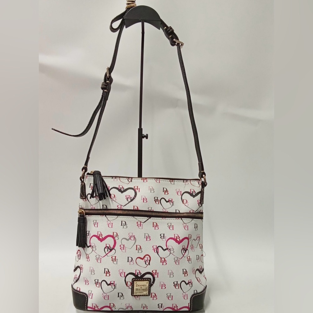 Dooney & Bourke White and Pink Heart Crossbody Bag